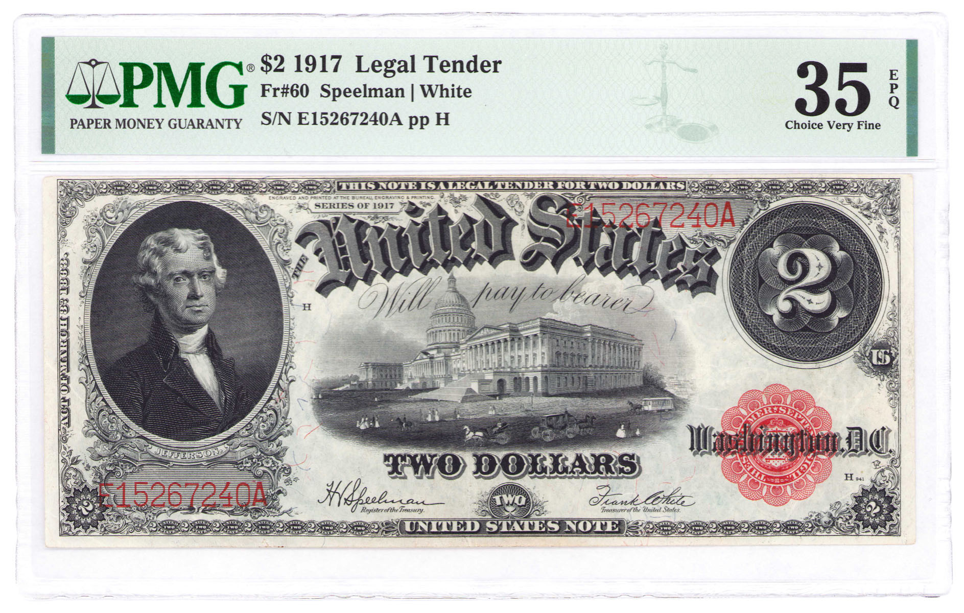 USA. 2 dolary 1917 seria EA, PMG 35 EPQ